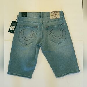 True Religion Light Denim Jeans Short with Red Accents